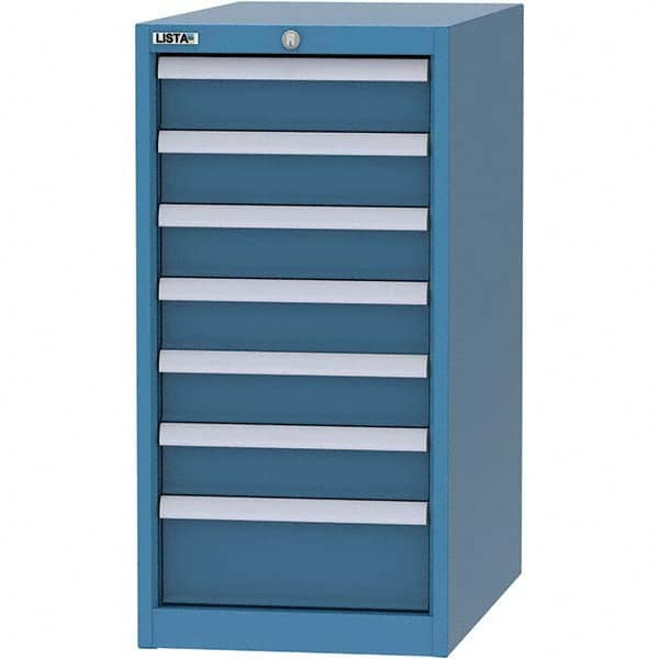 LISTA - 7 Drawer, 45 Compartment Bright Blue Steel Modular Storage Cabinet - Benchmark Tooling