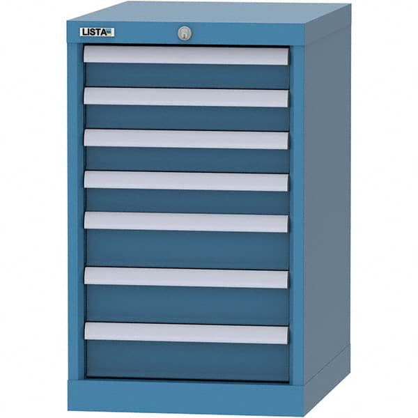 LISTA - 7 Drawer, 216 Compartment Bright Blue Steel Modular Storage Cabinet - Benchmark Tooling