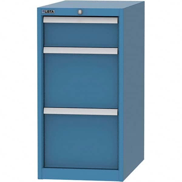 LISTA - 3 Drawer, 45 Compartment Bright Blue Steel Modular Storage Cabinet - Benchmark Tooling