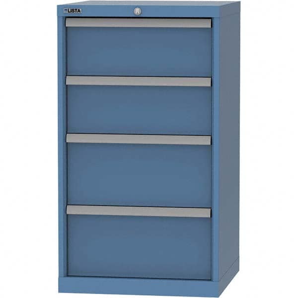 LISTA - 4 Drawer, 84 Compartment Bright Blue Steel Modular Storage Cabinet - Benchmark Tooling