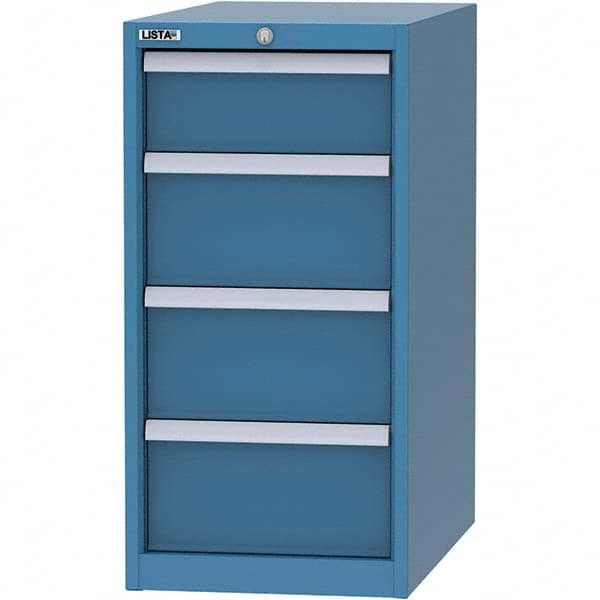 LISTA - 4 Drawer, 45 Compartment Bright Blue Steel Modular Storage Cabinet - Benchmark Tooling