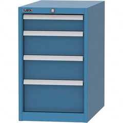 LISTA - 4 Drawer, 45 Compartment Bright Blue Steel Modular Storage Cabinet - Benchmark Tooling