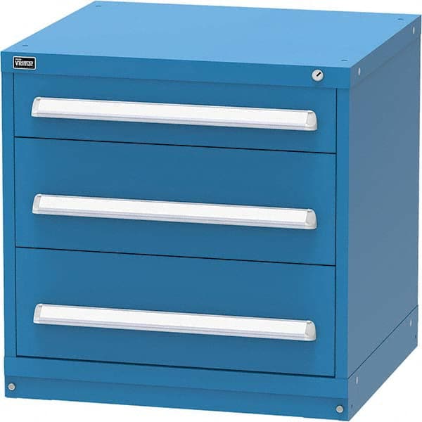 Vidmar - 3 Drawer Bright Blue Steel Modular Storage Cabinet - Benchmark Tooling