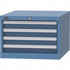 LISTA - 4 Drawer, 99 Compartment Bright Blue Steel Modular Storage Cabinet - Benchmark Tooling