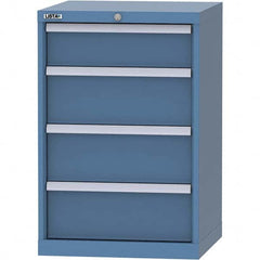 LISTA - 4 Drawer, 84 Compartment Bright Blue Steel Modular Storage Cabinet - Benchmark Tooling