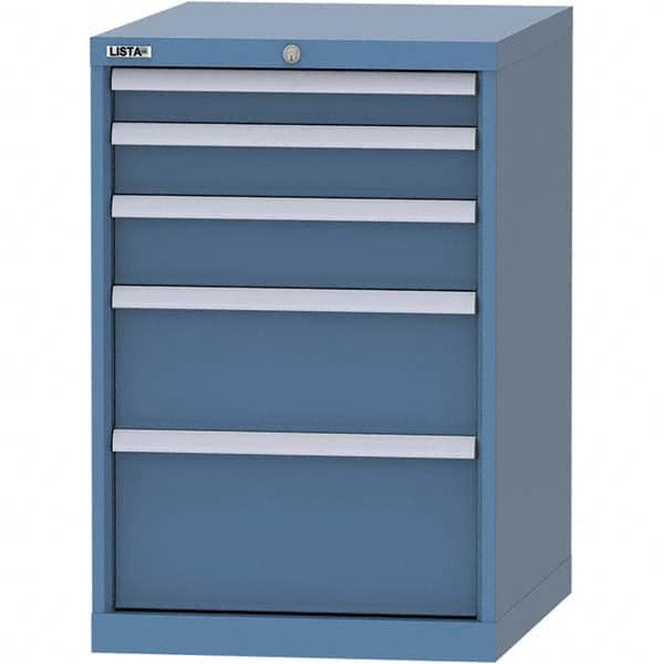 LISTA - 5 Drawer, 99 Compartment Bright Blue Steel Modular Storage Cabinet - Benchmark Tooling