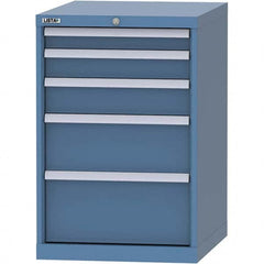 LISTA - 5 Drawer, 99 Compartment Bright Blue Steel Modular Storage Cabinet - Benchmark Tooling