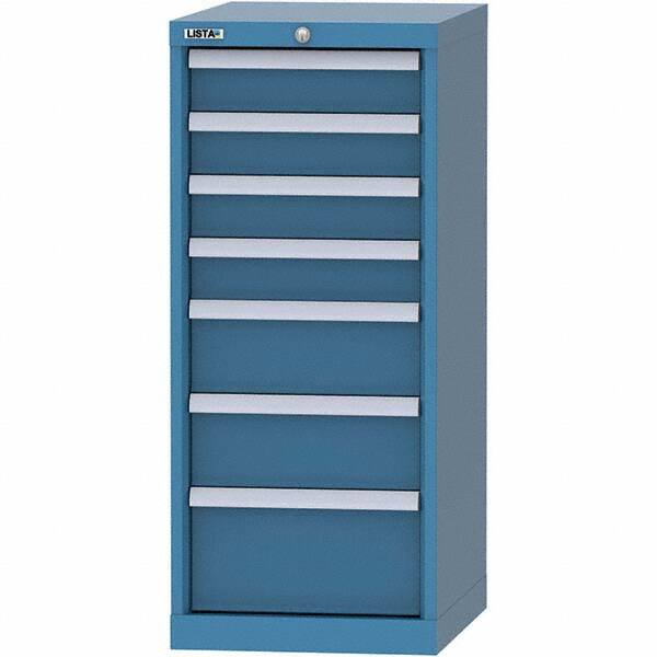 LISTA - 7 Drawer, 216 Compartment Bright Blue Steel Modular Storage Cabinet - Benchmark Tooling