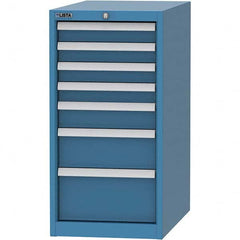 LISTA - 7 Drawer, 45 Compartment Bright Blue Steel Modular Storage Cabinet - Benchmark Tooling
