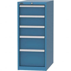 LISTA - 5 Drawer, 45 Compartment Bright Blue Steel Modular Storage Cabinet - Benchmark Tooling