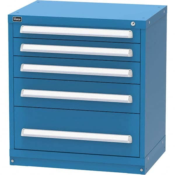 Vidmar - 5 Drawer, 45 Compartment Bright Blue Steel Modular Storage Cabinet - Benchmark Tooling