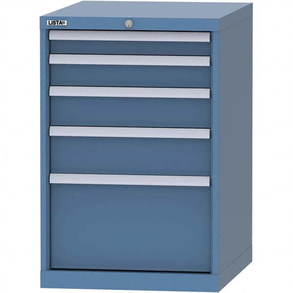 LISTA - 4 Drawer, 99 Compartment Bright Blue Steel Modular Storage Cabinet - Benchmark Tooling