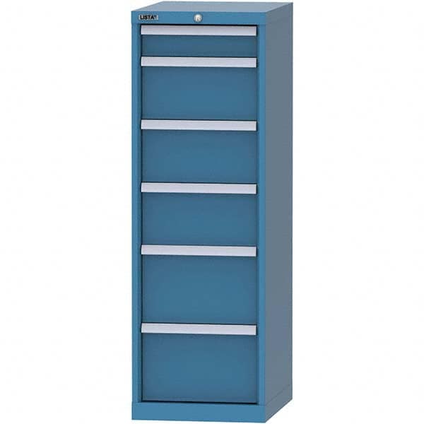 LISTA - 6 Drawer, 216 Compartment Bright Blue Steel Modular Storage Cabinet - Benchmark Tooling