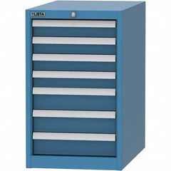 LISTA - 7 Drawer, 45 Compartment Bright Blue Steel Modular Storage Cabinet - Benchmark Tooling