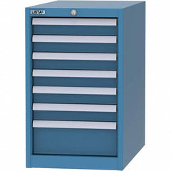 LISTA - 7 Drawer, 45 Compartment Bright Blue Steel Modular Storage Cabinet - Benchmark Tooling