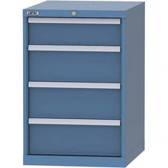 LISTA - 4 Drawer, 99 Compartment Bright Blue Steel Modular Storage Cabinet - Benchmark Tooling