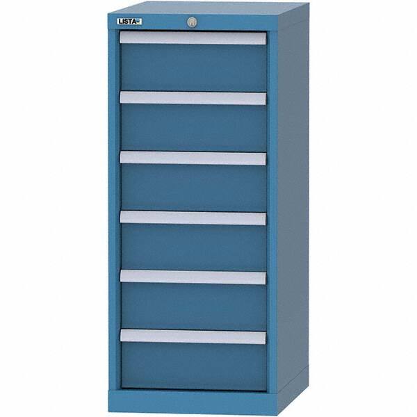 LISTA - 6 Drawer, 216 Compartment Bright Blue Steel Modular Storage Cabinet - Benchmark Tooling