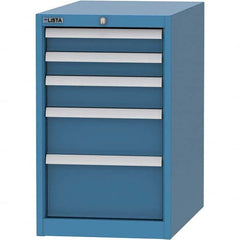 LISTA - 5 Drawer, 45 Compartment Bright Blue Steel Modular Storage Cabinet - Benchmark Tooling