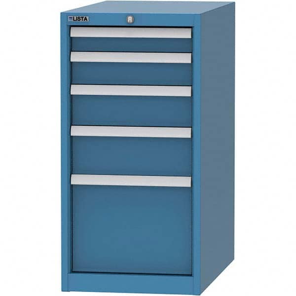 LISTA - 5 Drawer, 45 Compartment Bright Blue Steel Modular Storage Cabinet - Benchmark Tooling