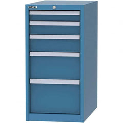 LISTA - 5 Drawer, 45 Compartment Bright Blue Steel Modular Storage Cabinet - Benchmark Tooling