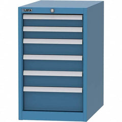 LISTA - 6 Drawer, 45 Compartment Bright Blue Steel Modular Storage Cabinet - Benchmark Tooling