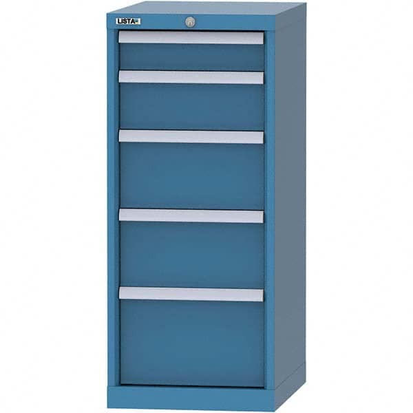 LISTA - 5 Drawer, 216 Compartment Bright Blue Steel Modular Storage Cabinet - Benchmark Tooling