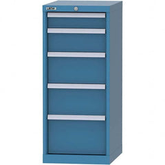 LISTA - 5 Drawer, 216 Compartment Bright Blue Steel Modular Storage Cabinet - Benchmark Tooling