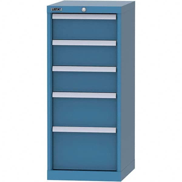 LISTA - 5 Drawer, 216 Compartment Bright Blue Steel Modular Storage Cabinet - Benchmark Tooling