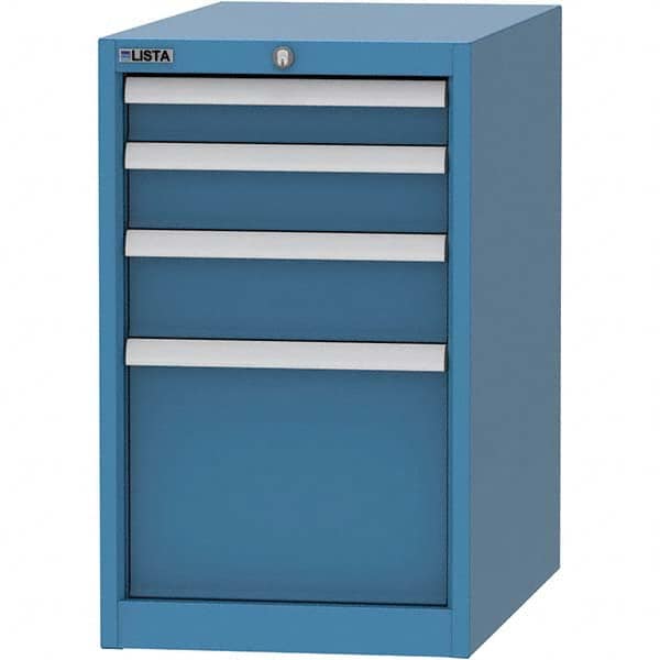 LISTA - 4 Drawer, 45 Compartment Bright Blue Steel Modular Storage Cabinet - Benchmark Tooling