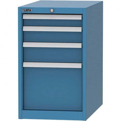 LISTA - 4 Drawer, 45 Compartment Bright Blue Steel Modular Storage Cabinet - Benchmark Tooling