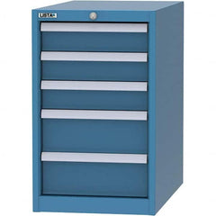 LISTA - 5 Drawer, 45 Compartment Bright Blue Steel Modular Storage Cabinet - Benchmark Tooling