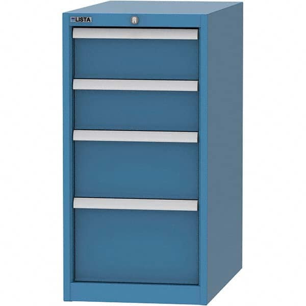 LISTA - 4 Drawer, 45 Compartment Bright Blue Steel Modular Storage Cabinet - Benchmark Tooling