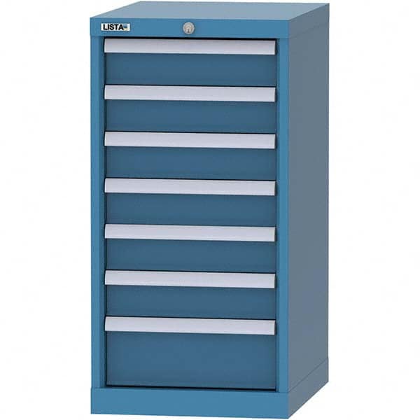 LISTA - 7 Drawer, 216 Compartment Bright Blue Steel Modular Storage Cabinet - Benchmark Tooling