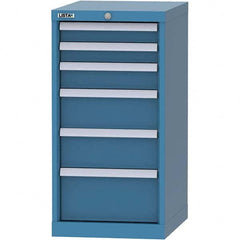 LISTA - 6 Drawer, 216 Compartment Bright Blue Steel Modular Storage Cabinet - Benchmark Tooling