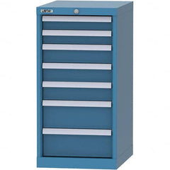 LISTA - 7 Drawer, 216 Compartment Bright Blue Steel Modular Storage Cabinet - Benchmark Tooling