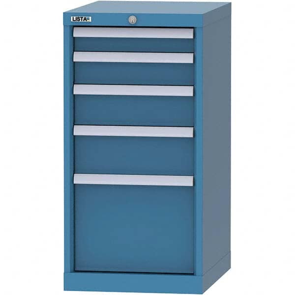 LISTA - 5 Drawer, 216 Compartment Bright Blue Steel Modular Storage Cabinet - Benchmark Tooling