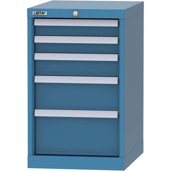 LISTA - 5 Drawer, 216 Compartment Bright Blue Steel Modular Storage Cabinet - Benchmark Tooling