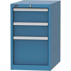 LISTA - 3 Drawer, 45 Compartment Bright Blue Steel Modular Storage Cabinet - Benchmark Tooling