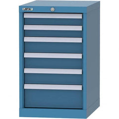 LISTA - 6 Drawer, 216 Compartment Bright Blue Steel Modular Storage Cabinet - Benchmark Tooling