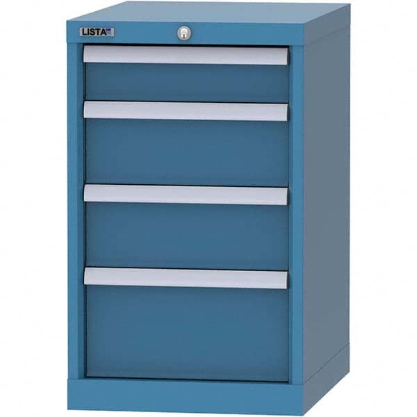 LISTA - 4 Drawer, 216 Compartment Bright Blue Steel Modular Storage Cabinet - Benchmark Tooling