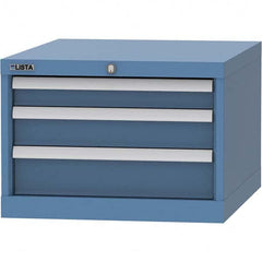 LISTA - 3 Drawer, 99 Compartment Bright Blue Steel Modular Storage Cabinet - Benchmark Tooling