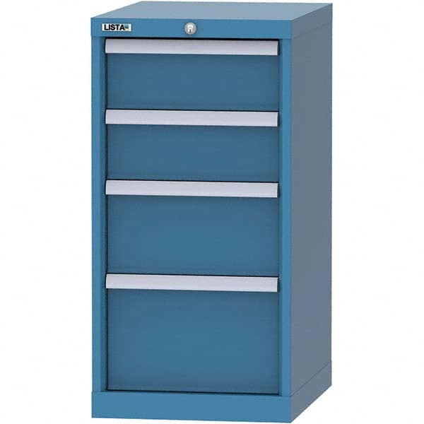 LISTA - 4 Drawer, 216 Compartment Bright Blue Steel Modular Storage Cabinet - Benchmark Tooling