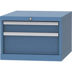 LISTA - 2 Drawer, 99 Compartment Bright Blue Steel Modular Storage Cabinet - Benchmark Tooling