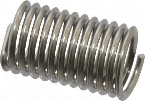 Heli-Coil - M6x1.00 Metric Coarse, 15mm OAL, Free Running Helical Insert - 12-1/8 Free Coils, Tanged, 304 Stainless Steel, Bright Finish, 2-1/2D Insert Length - Benchmark Tooling