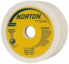 Norton - 4" Diam, 20mm Hole Size, 2" Overall Thickness, 80 Grit, Type 6 Tool & Cutter Grinding Wheel - Medium Grade, Aluminum Oxide, J Hardness, Vitrified Bond, 5,730 RPM - Benchmark Tooling
