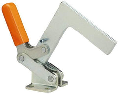 Lapeer - 600 Lb Holding Capacity, Horizontal Handle, Manual Hold Down Toggle Clamp - 175° Handle Movement, 135° Bar Opening, L-Shaped Solid Bar, Flanged Base, Carbon Steel - Benchmark Tooling