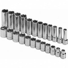 SK - 3/8" Drive Standard Deep Socket Set - 8 to 19mm, Metric Measurement Standard - Benchmark Tooling