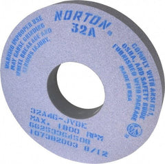 Norton - 14" Diam x 5" Hole x 2" Thick, J Hardness, 46 Grit Surface Grinding Wheel - Aluminum Oxide, Type 1, Coarse Grade, 1,800 Max RPM, Vitrified Bond, No Recess - Benchmark Tooling