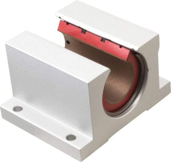 Pacific Bearing - 1" ID, 3-1/4" OAW x 2.813" OAL x 10.5mm OAH Open Pillow Block - 3,525 Lb Static Cap, 2-7/8" Btw Mnt Hole Ctrs, 1.187" Base-to-Ctr Ht, Aluminum - Benchmark Tooling