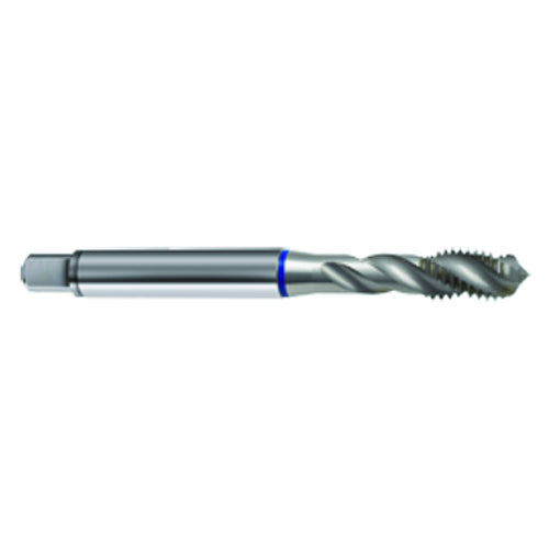 ‎M3 × 0.5 3FL 6H PM Cobalt Spiral Flute Semi-Bott Blue Ring Tap-Bright-40 Degree Helix - Benchmark Tooling